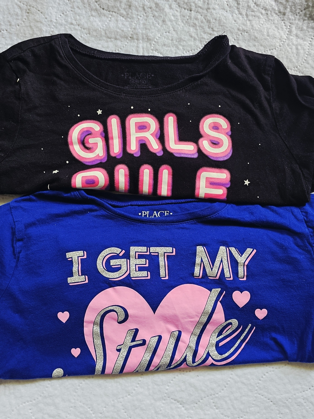 The Place Girls Tee Set - Black & Royal Blue 100% Cotton